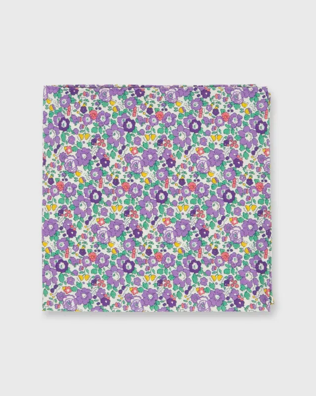 Cotton Print Pocket Square in Purple Betsy Ann Liberty Fabric sold by Mashburn