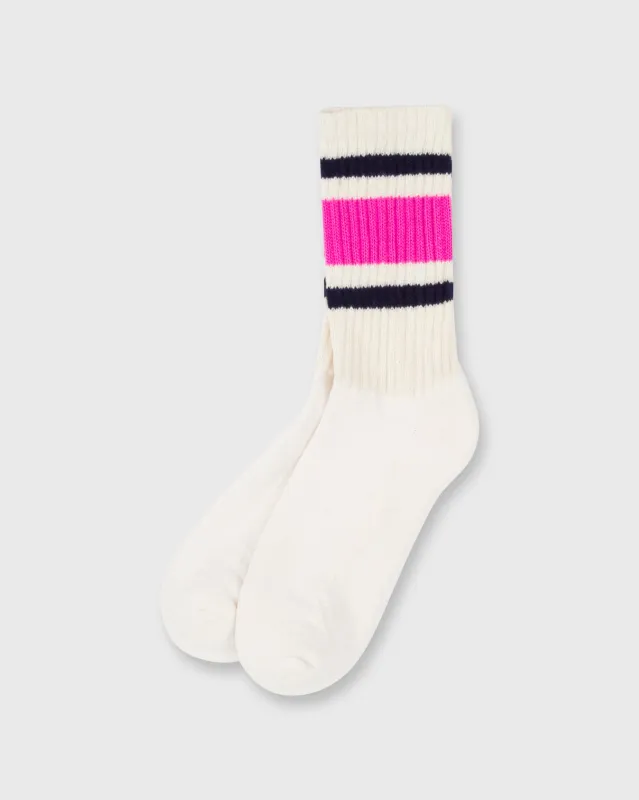 Retro Stripe Socks in Neon Pink/Navy sold by Mashburn