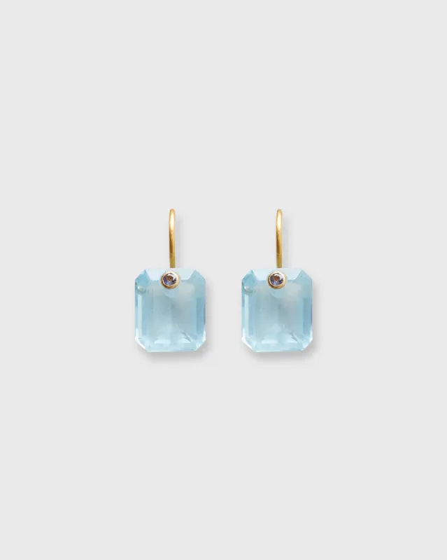 Rectangular Gem Earrings in Milky Aquamarine/Tanzanite sold by Mashburn