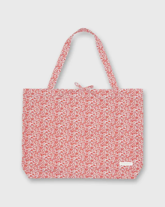 Reusable Tote Bag in Red/Multi Chamomile Liberty Fabric made by Mashburn