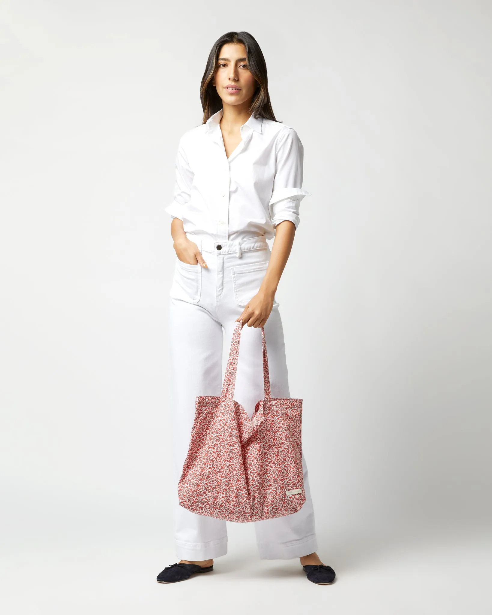 Reusable Tote Bag in Red/Multi Chamomile Liberty Fabric sold by Mashburn product image thumbnail 2