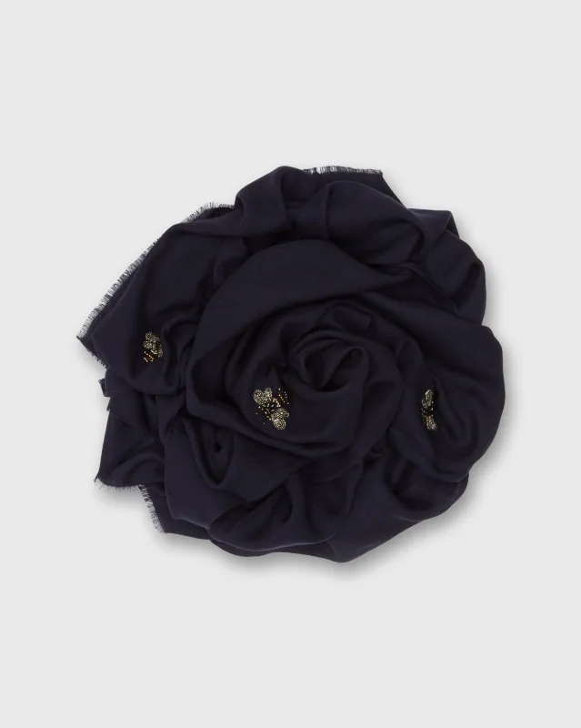 Bees Scarf in Solid Navy sold by Mashburn