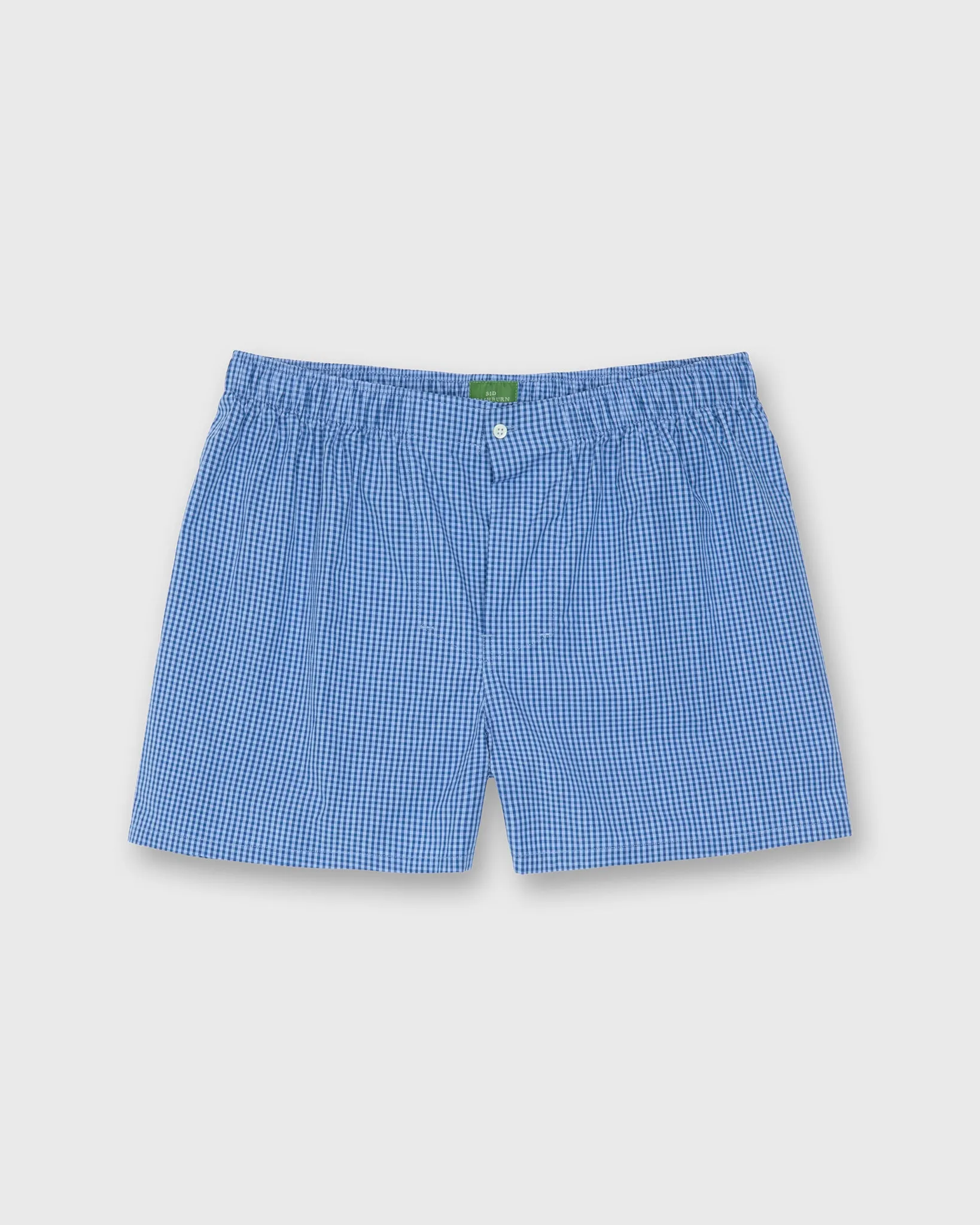 Button-Front Boxer Short in Blue Gingham Poplin sold by Mashburn