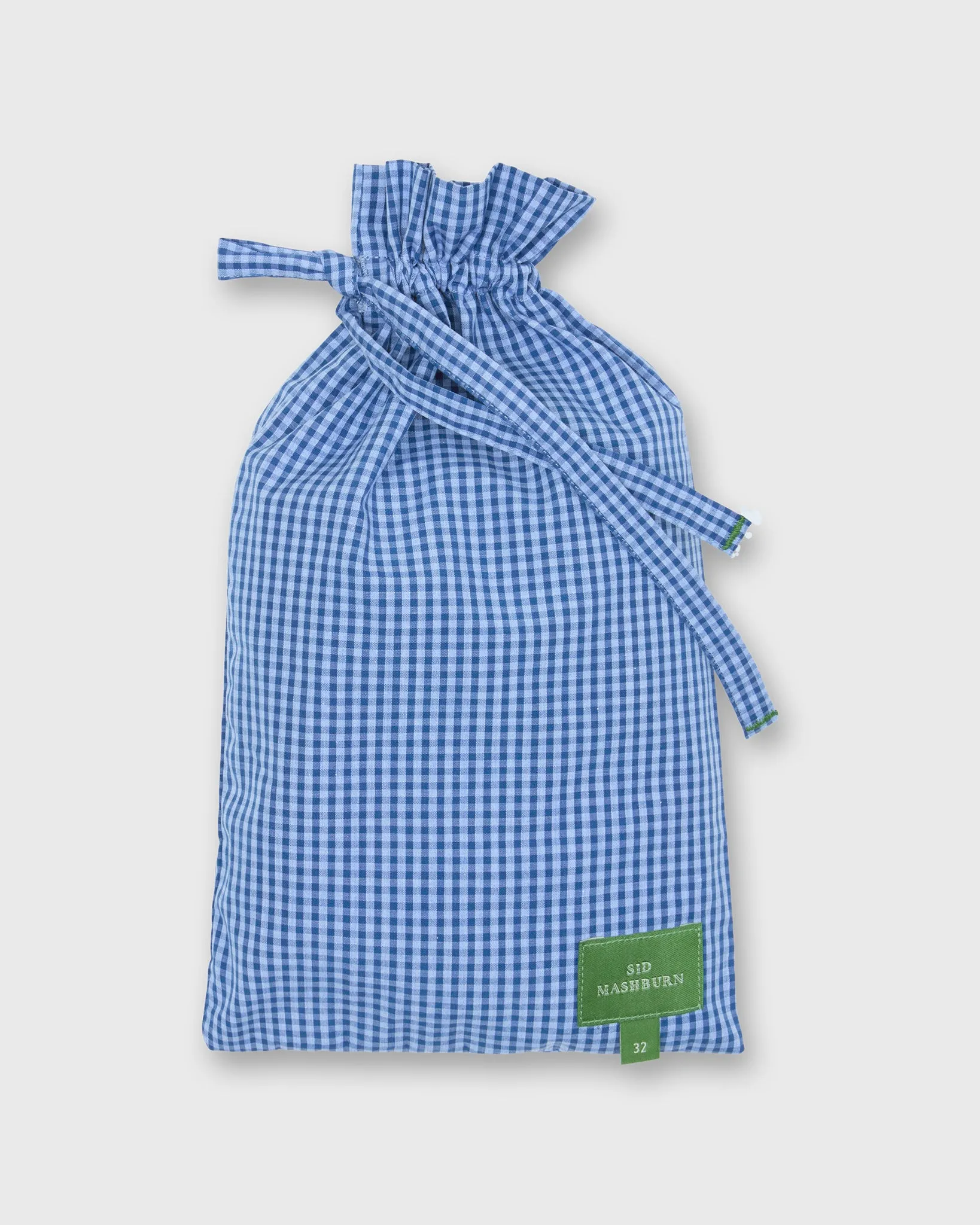 Button-Front Boxer Short in Blue Gingham Poplin sold by Mashburn product image thumbnail 2