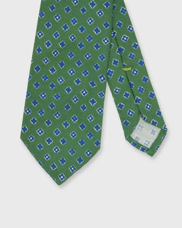 Linen/Silk Print Tie in Green/Blue Foulard made by Sid Mashburn