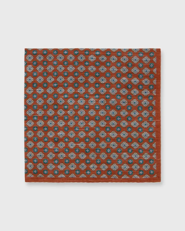 Cotolino Print Pocket Square in Umber/Yellow/Green Foulard sold by Mashburn