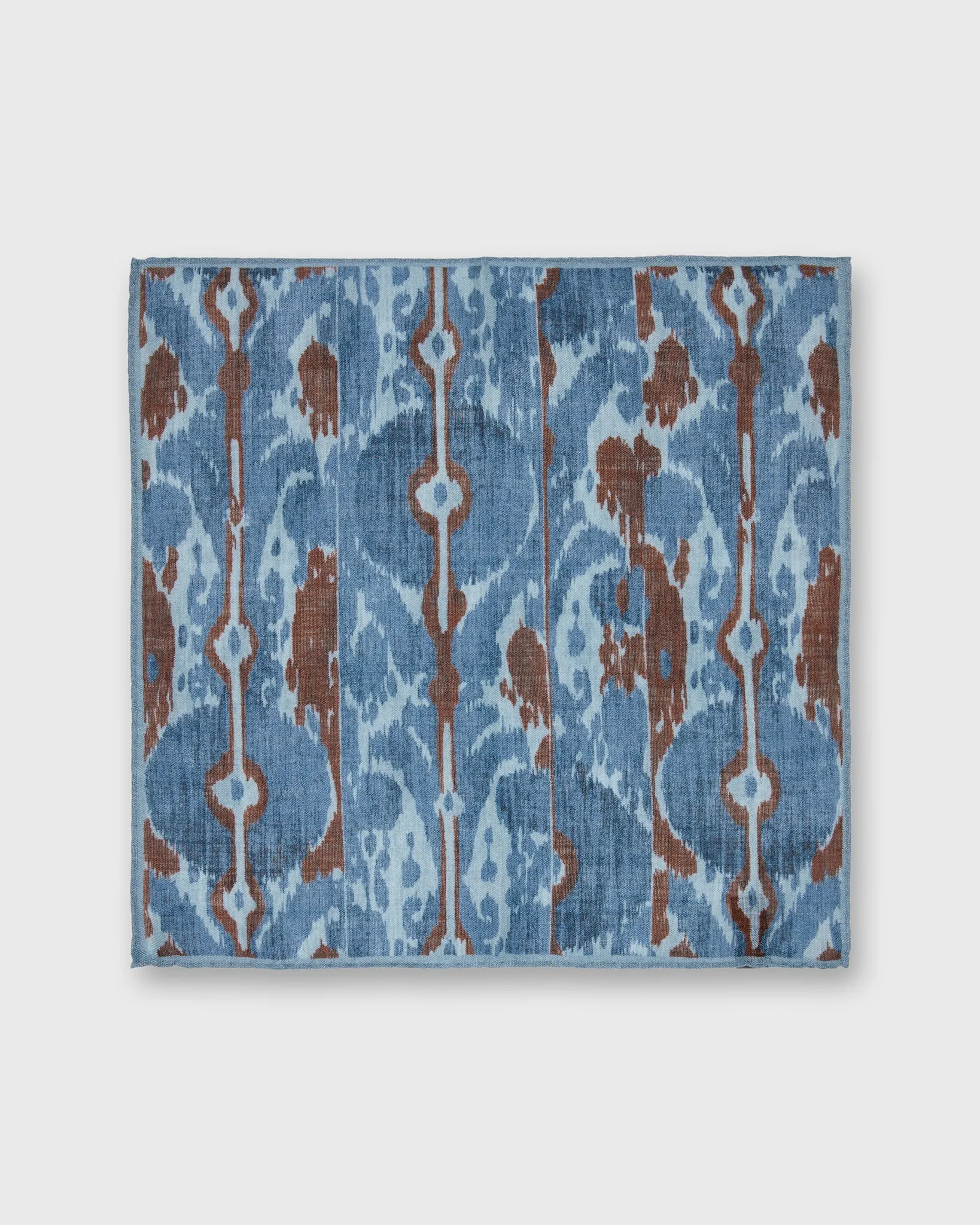 Wool/Silk Pocket Square in Blue/Brown Ikat sold by Mashburn product image thumbnail 2