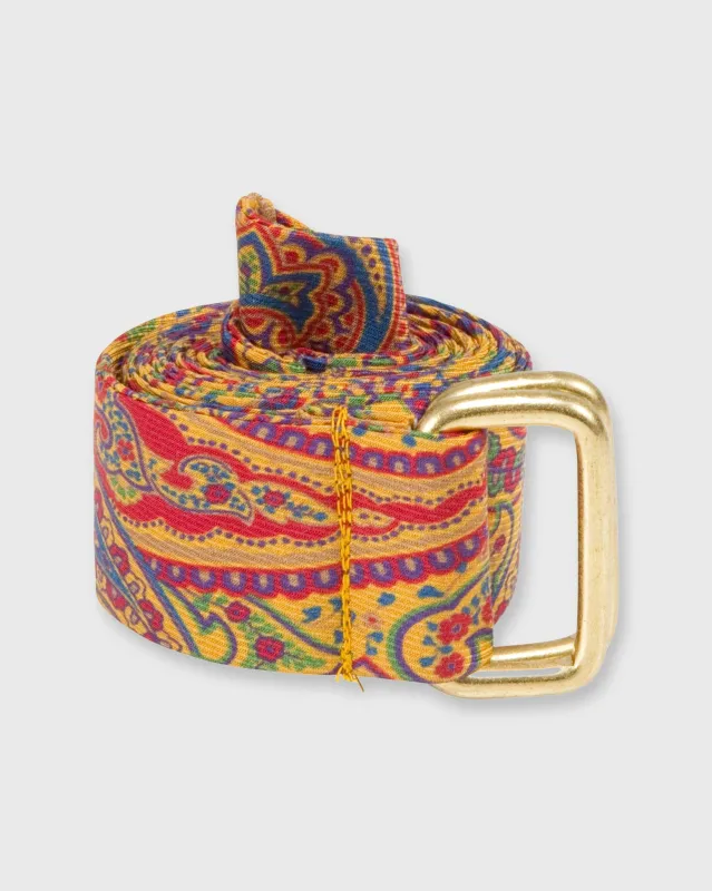 D-Ring Belt in Mustard/Blue/Red Paisley Silk sold by Mashburn