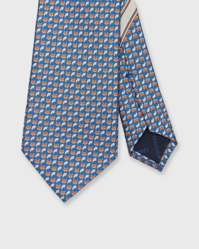 Silk Print Tie in Blue/Orange Fox sold by Mashburn
