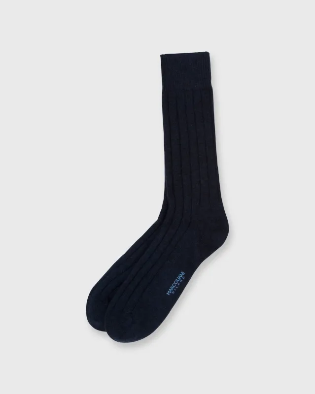 Trouser Dress Socks in Navy Cashmere made by Marcoliani