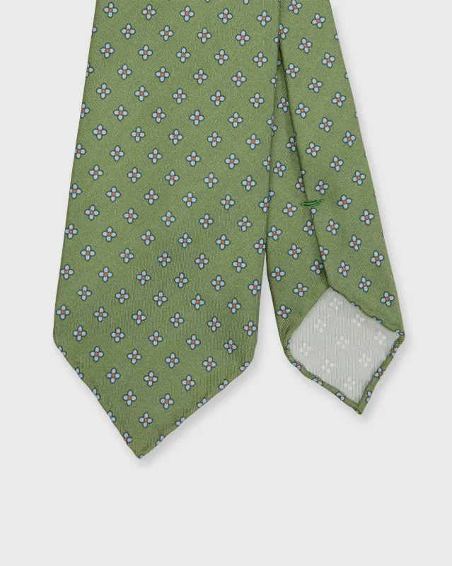 Silk Print Tie in Olive/Sky Flower sold by Mashburn