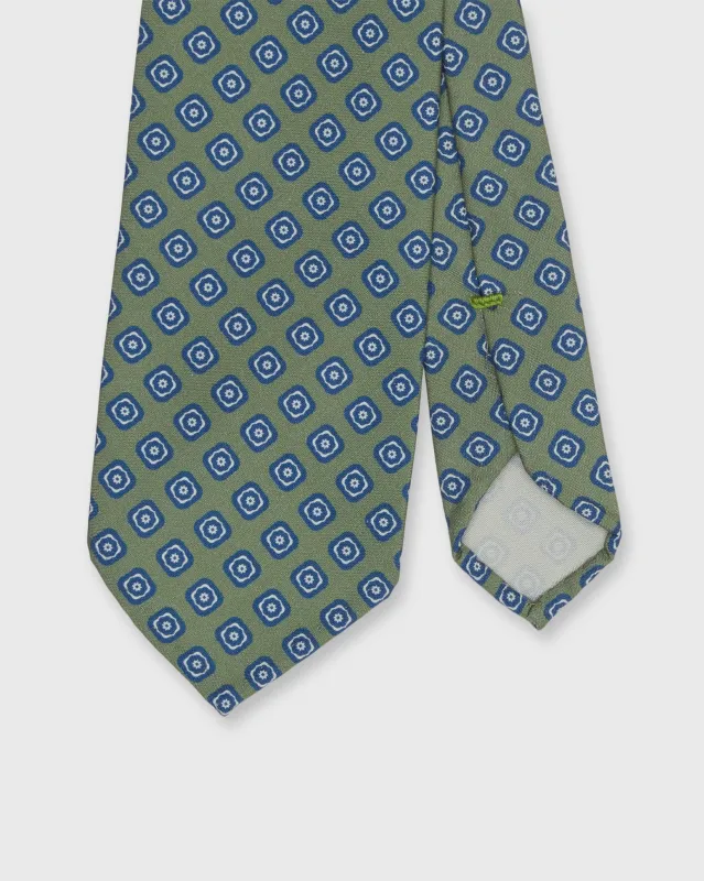 Silk Print Tie in Sage/Blue Medallion made by Sid Mashburn