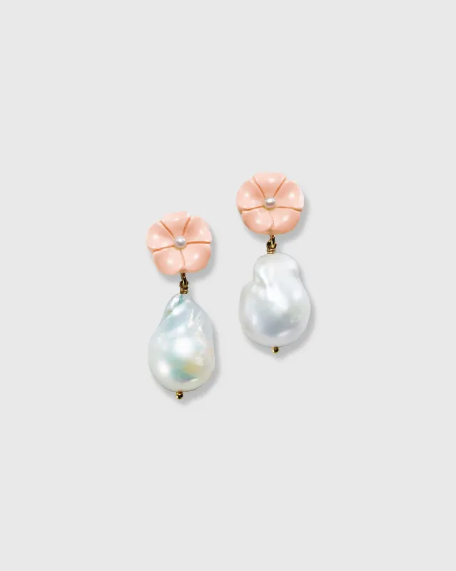 Pearl Drop Earrings in Pink made by Mashburn