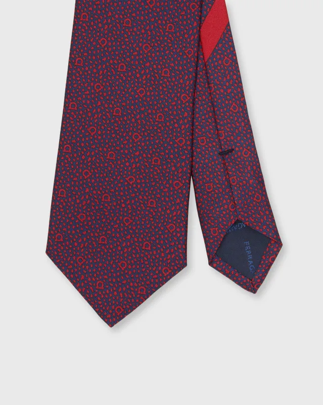 Silk Print Tie in Navy/Red Abstract Gancini sold by Mashburn