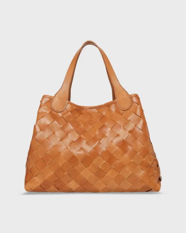 Veg-Tanned Handwoven Tote in Raw Tobacco Leather sold by Mashburn