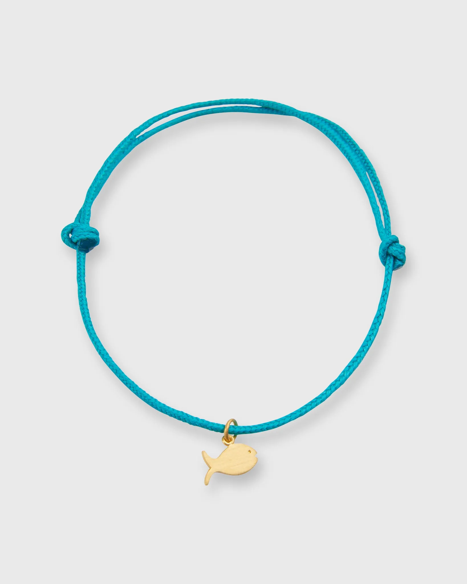 Fish Charm Bracelet in Gold/Seafoam Green Cord sold by Mashburn