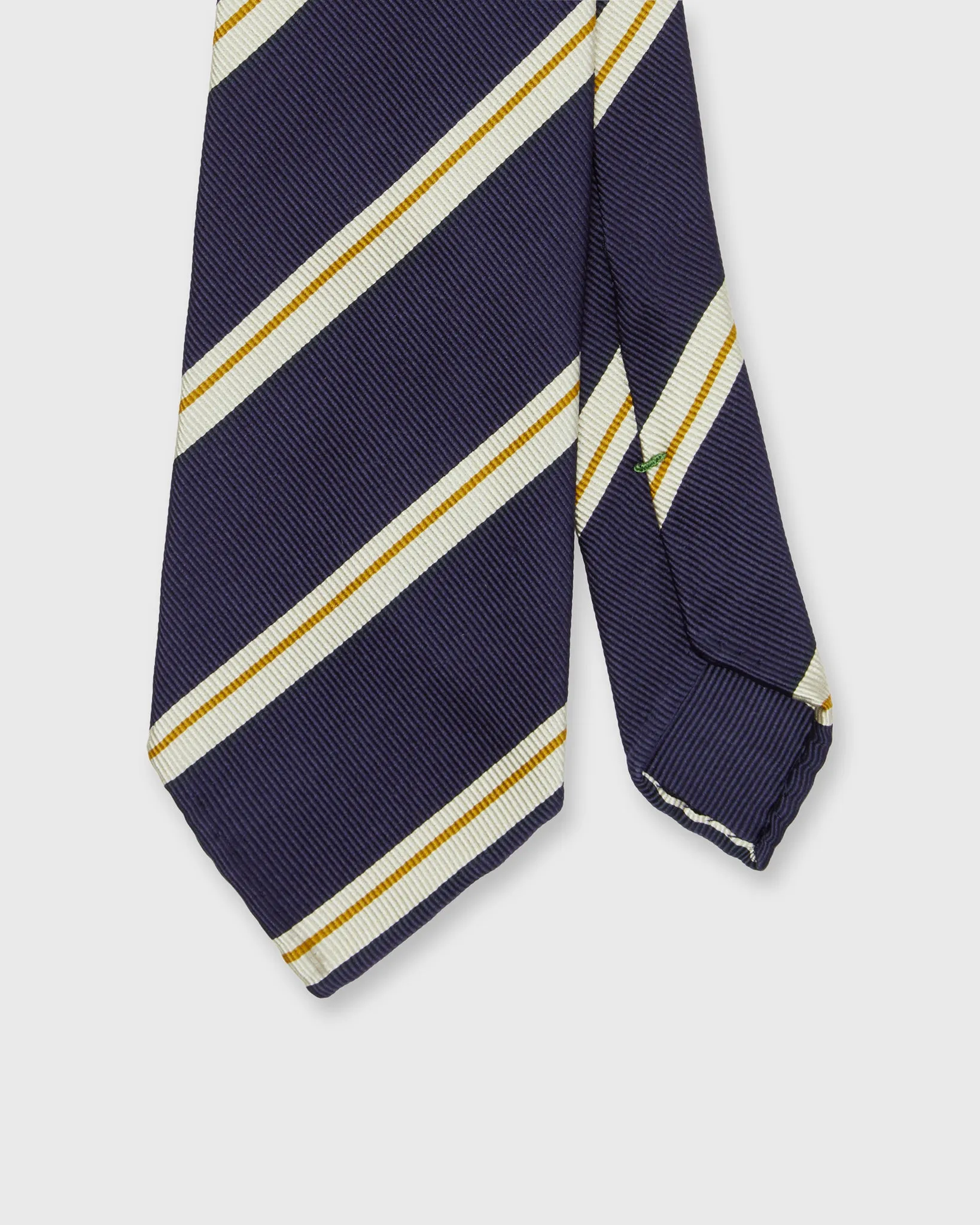 Silk Woven Tie in Navy/Bone/Yellow Stripe sold by Mashburn