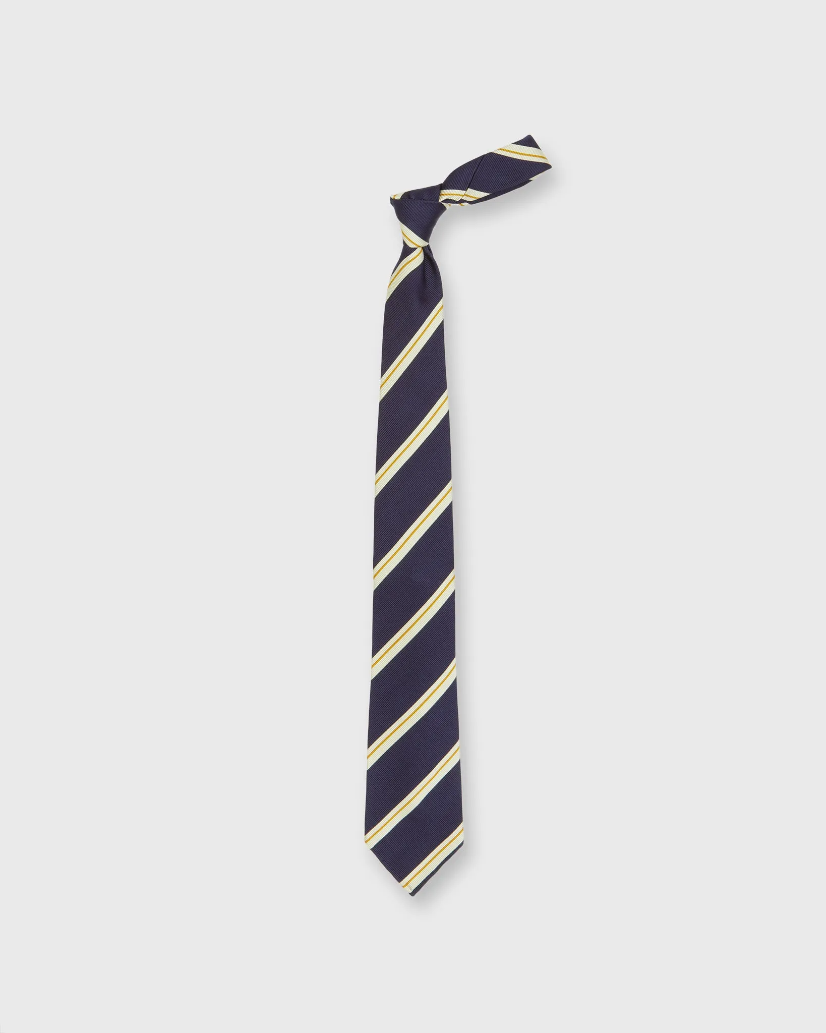 Silk Woven Tie in Navy/Bone/Yellow Stripe sold by Mashburn product image thumbnail 3