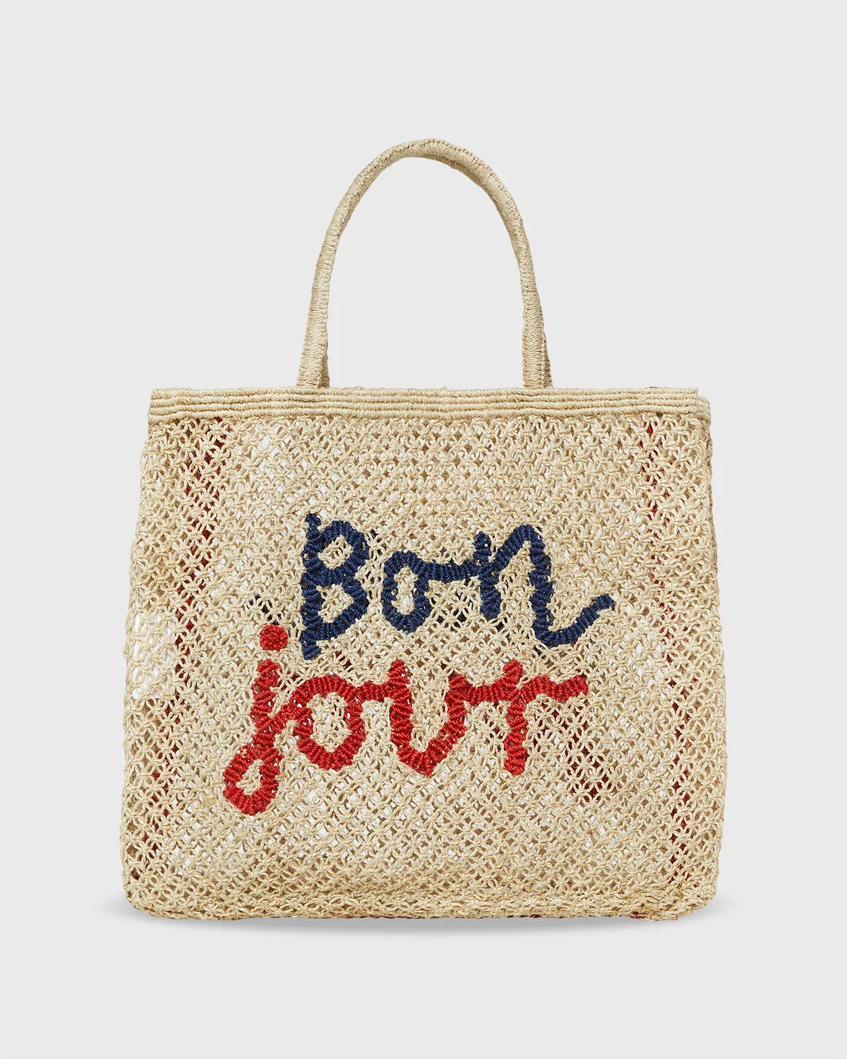 Large Bon Jour Tote in Natural/Blue/Red sold by Mashburn