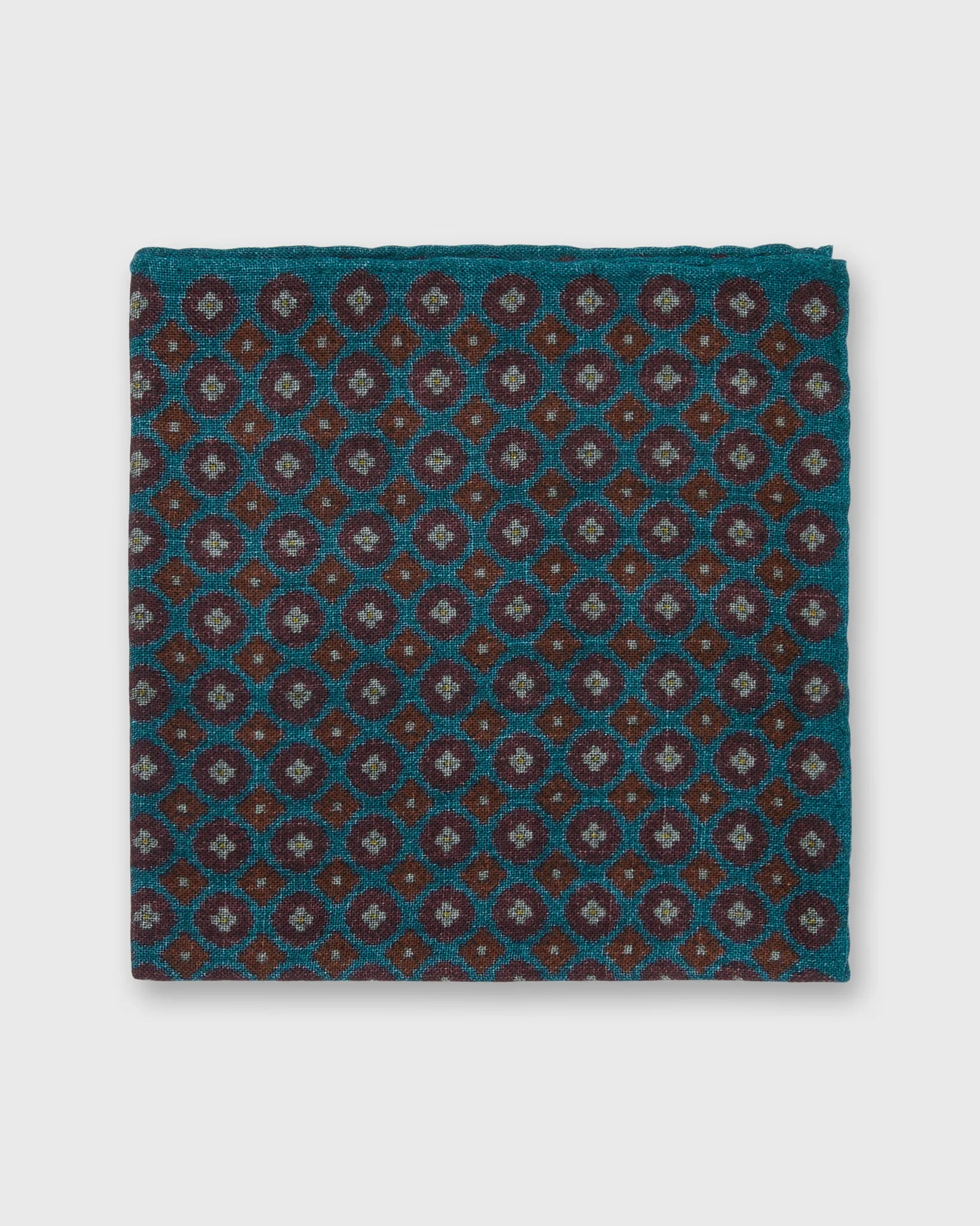 Wool/Silk Pocket Square in Lovat/Brown Medallion sold by Mashburn