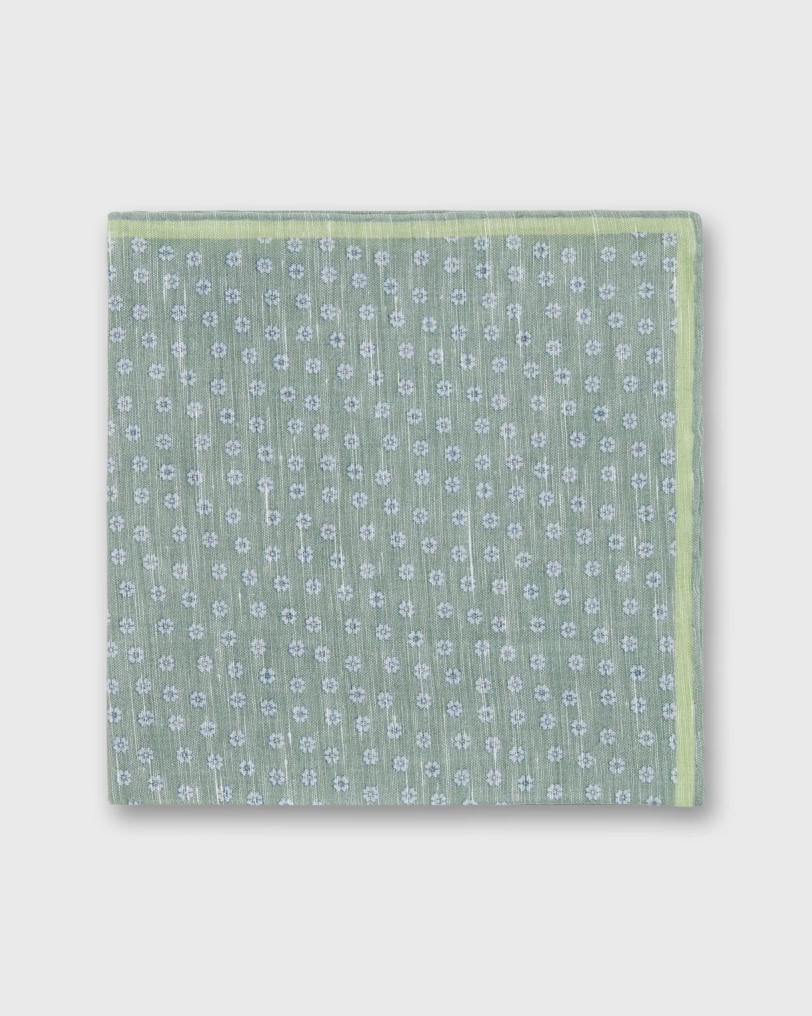 Linen/Cotton Print Pocket Square in Sage/Bone/Clover Multi Flower sold by Mashburn