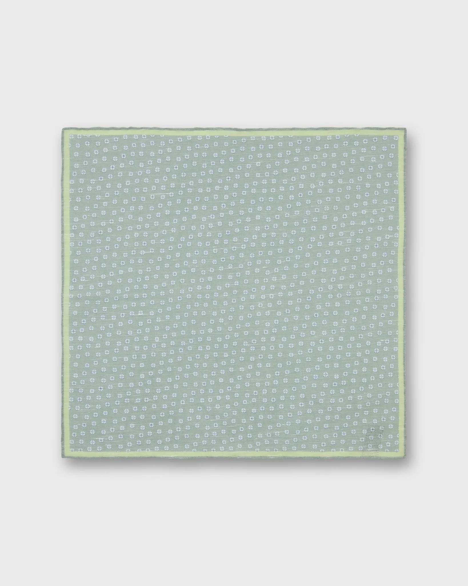 Linen/Cotton Print Pocket Square in Sage/Bone/Clover Multi Flower sold by Mashburn product image thumbnail 2
