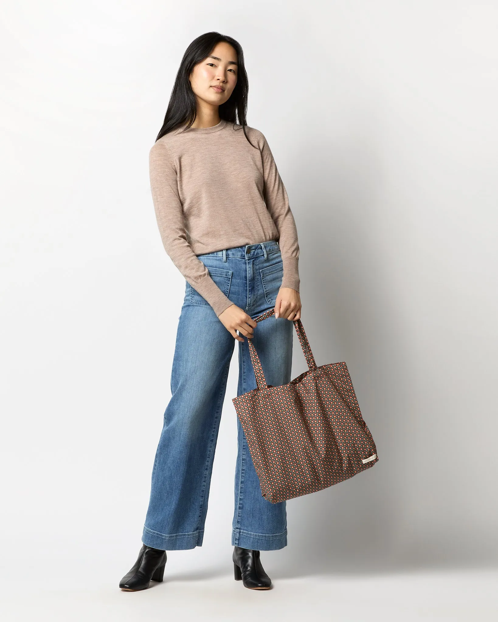 Reusable Tote Bag in Red/Sage Sunny Liberty Fabric sold by Mashburn product image thumbnail 2