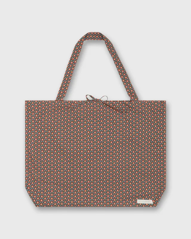 Reusable Tote Bag in Red/Sage Sunny Liberty Fabric made by Mashburn