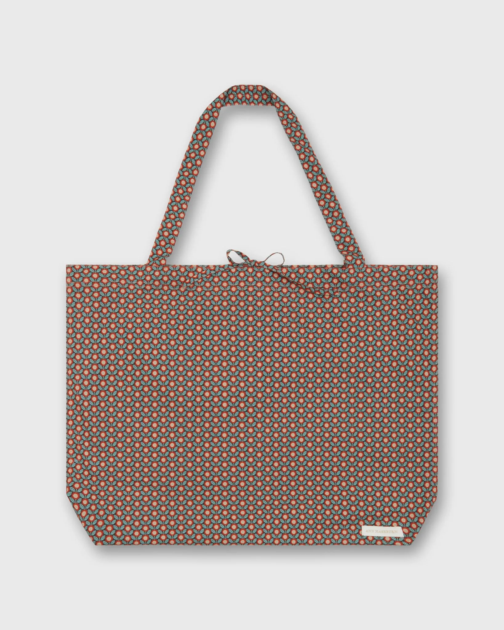 Reusable Tote Bag in Red/Sage Sunny Liberty Fabric sold by Mashburn