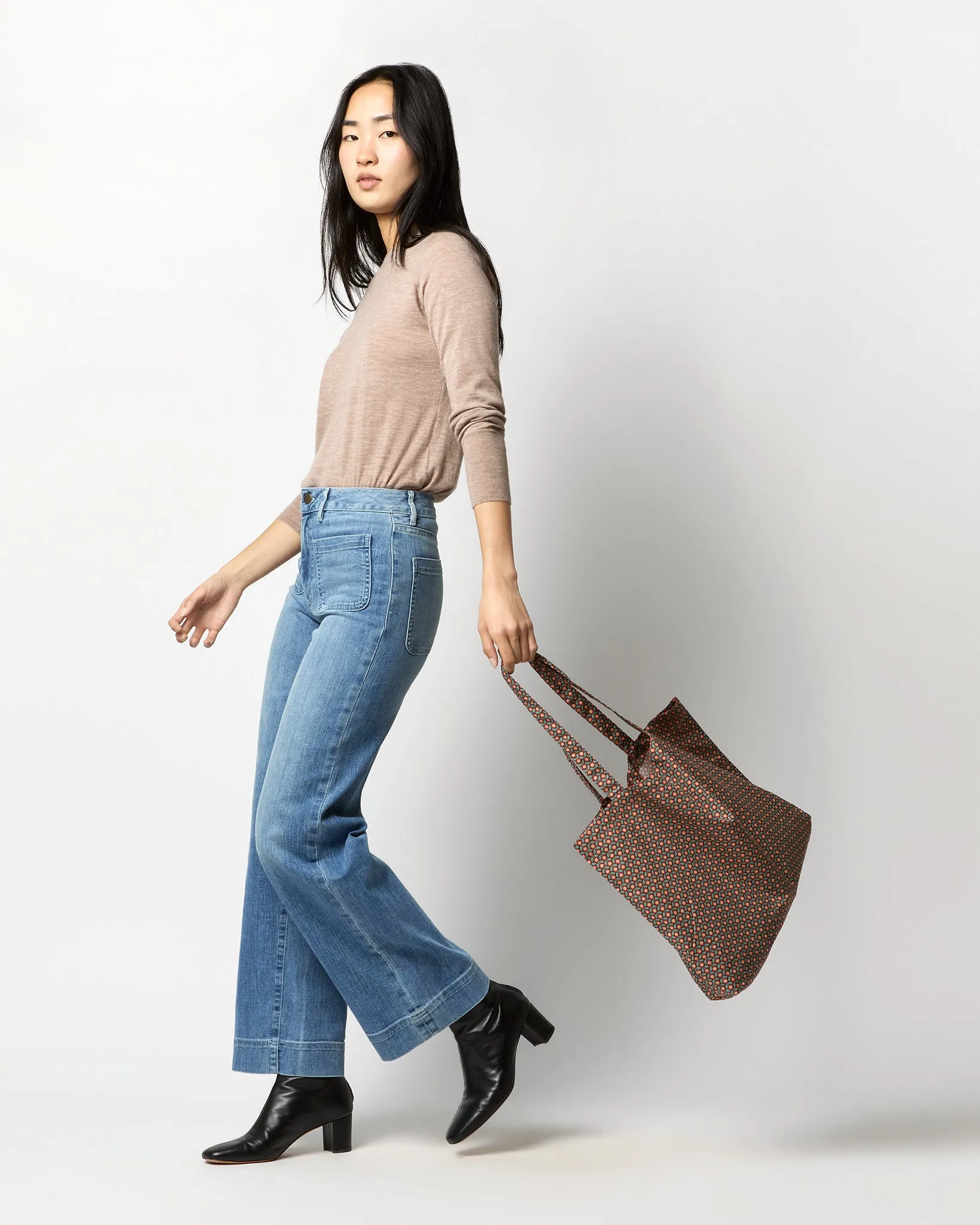 Reusable Tote Bag in Red/Sage Sunny Liberty Fabric sold by Mashburn product image thumbnail 3