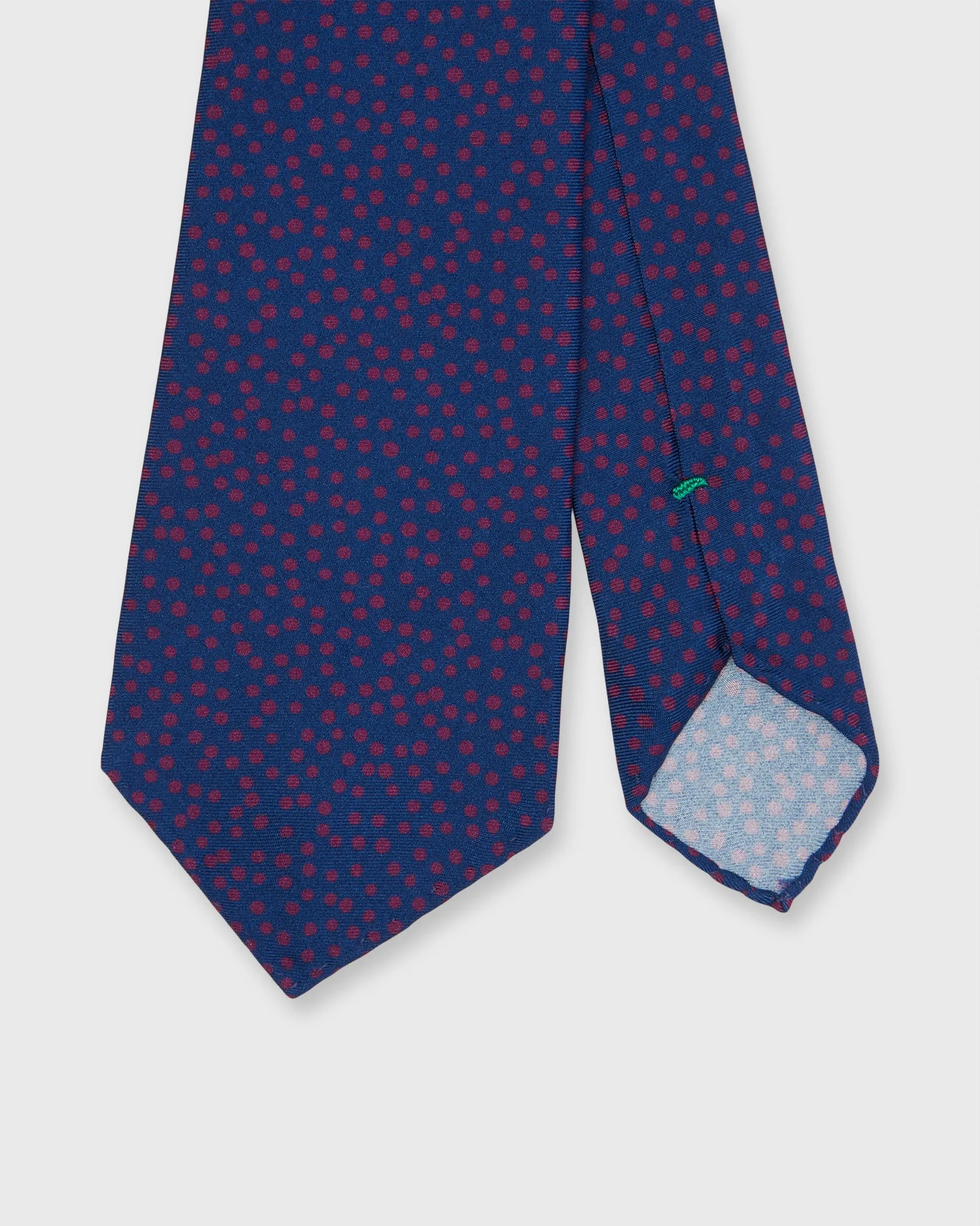 Silk Print Tie in Navy/Berry Jumble Dot sold by Mashburn