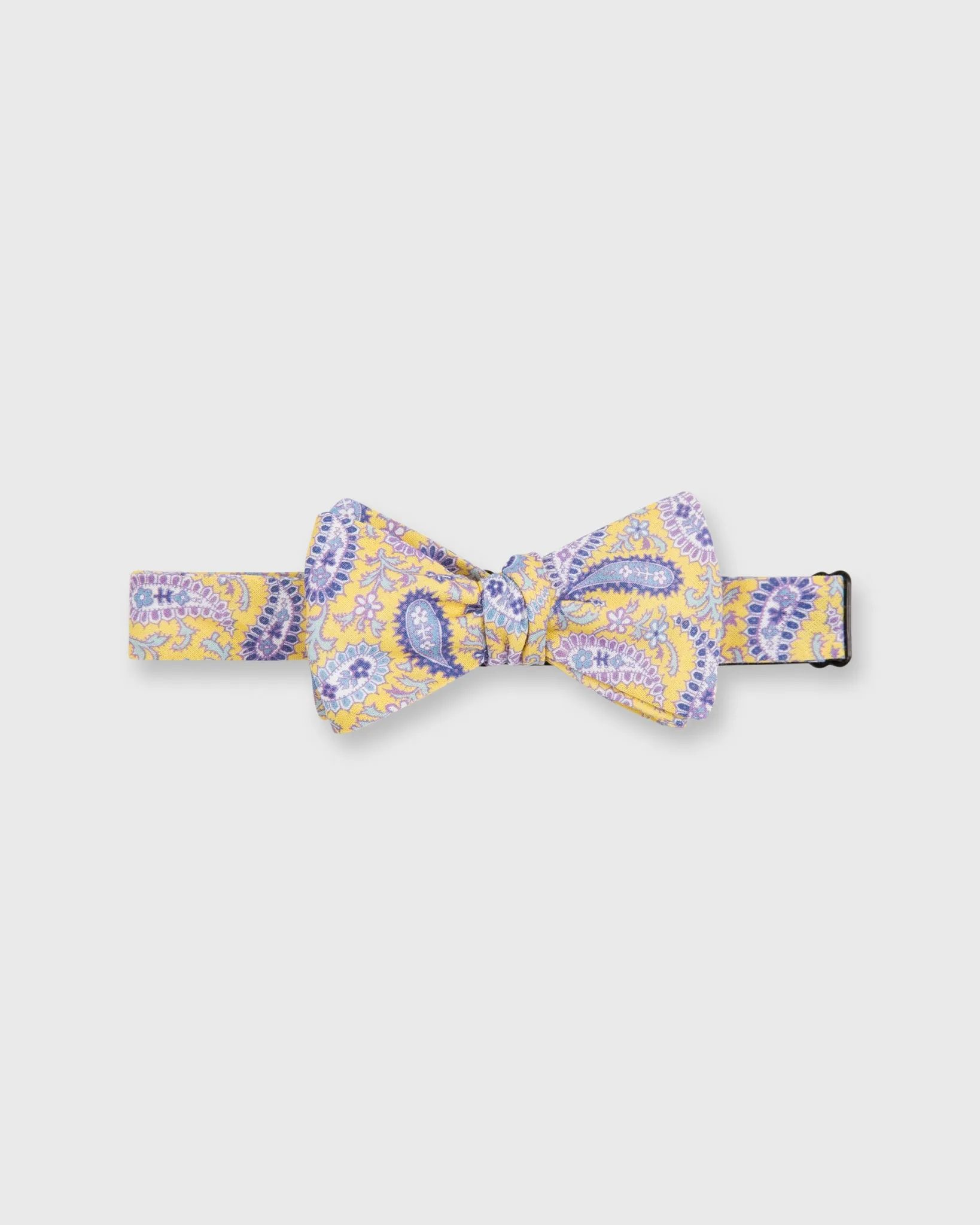 Cotton Bow Tie in Yellow/ Sky/Purple Paisley sold by Mashburn