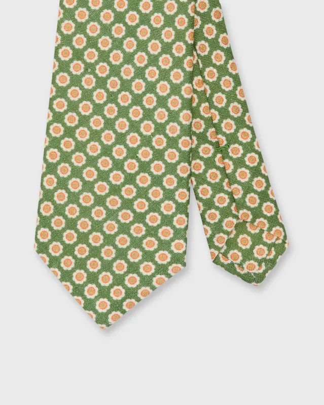 Linen Print Tie in Green/Butter/Orange Flower sold by Mashburn