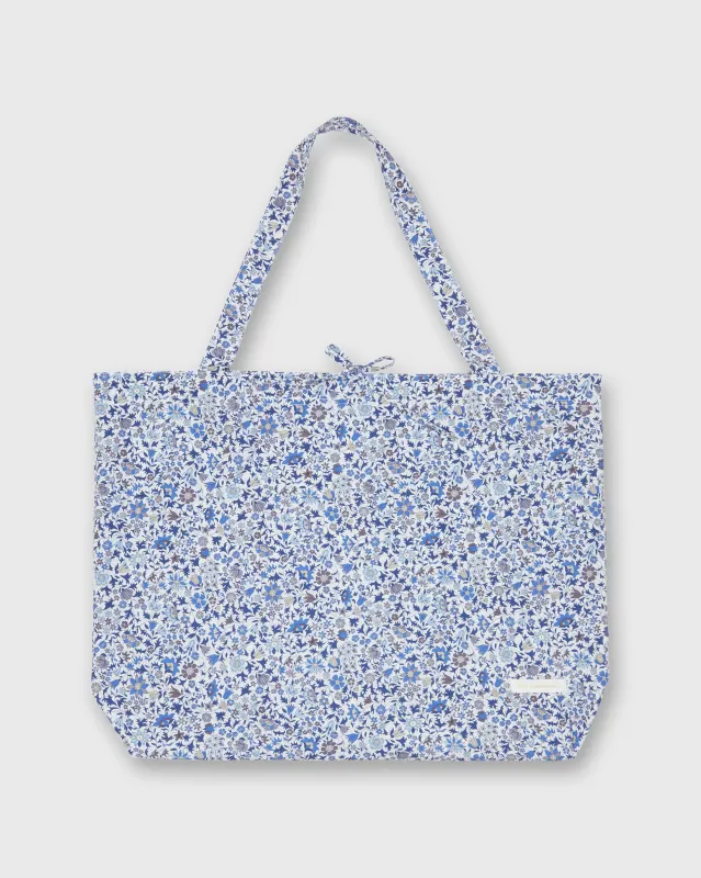 Reusable Tote Bag in Blue Godinton Garden Liberty Fabric made by Mashburn
