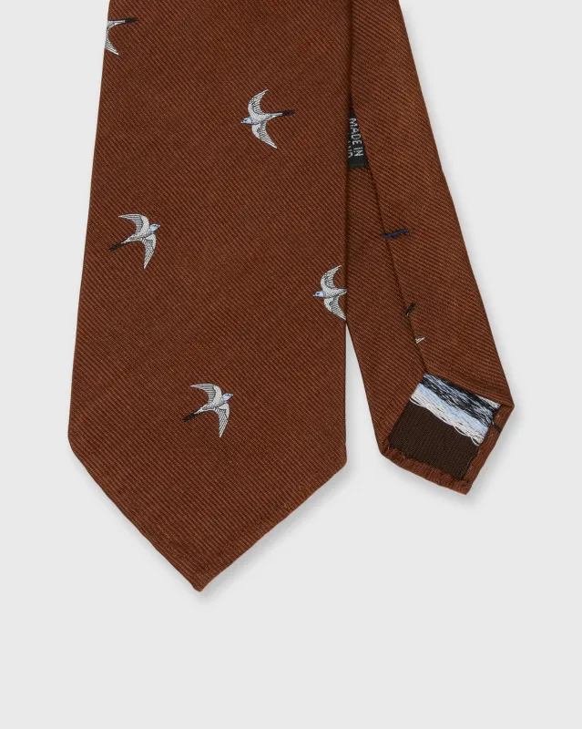 Silk Club Tie in Havana/White/Sky Swallow sold by Mashburn