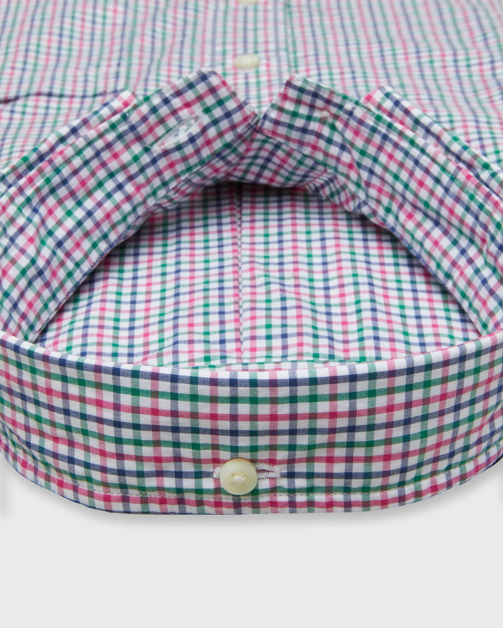 Button-Down Sport Shirt in Berry/Green/Navy Tattersall Poplin sold by Mashburn product image thumbnail 3