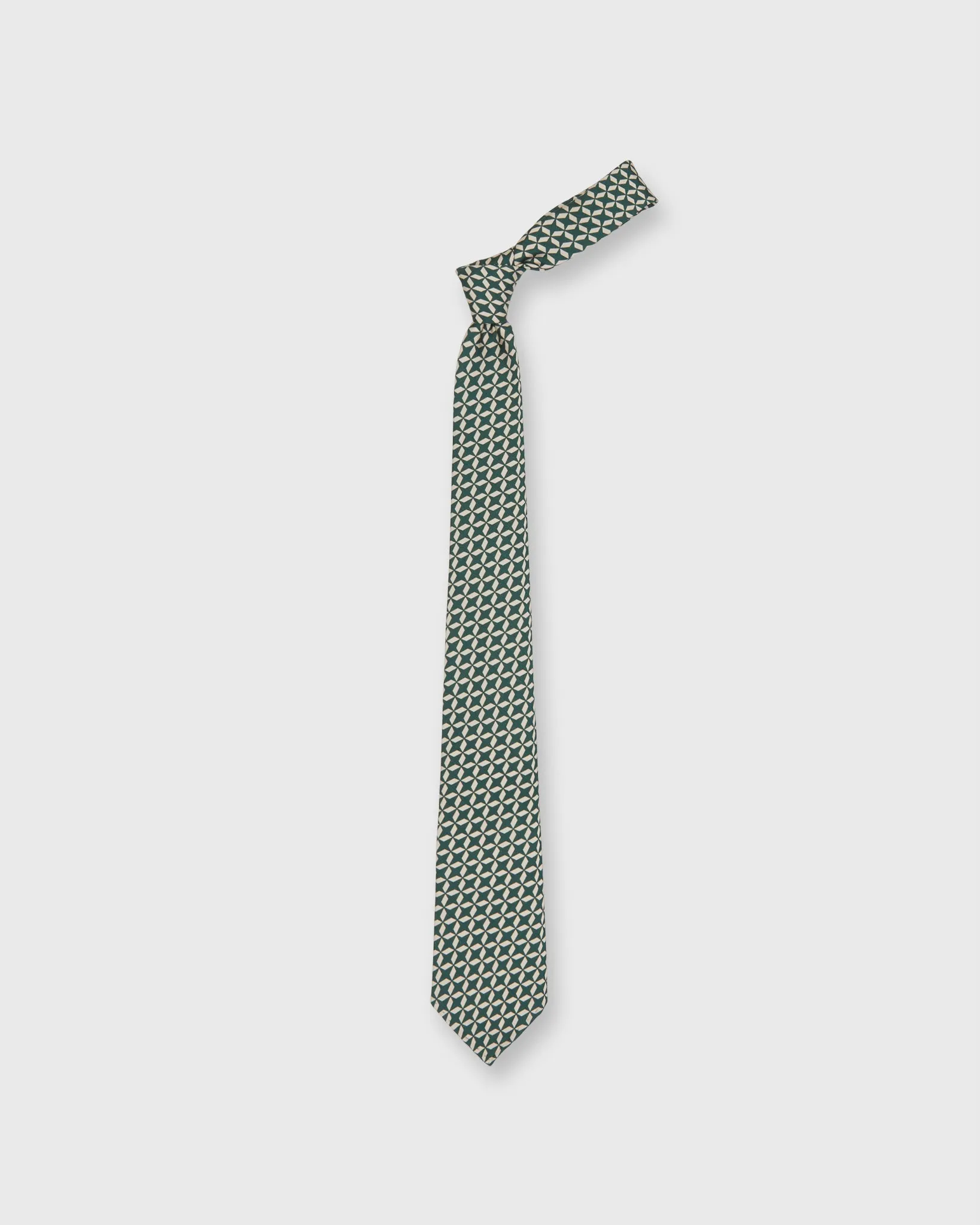 Silk Print Tie in Lake Green/Bone Mosaic sold by Mashburn product image thumbnail 3