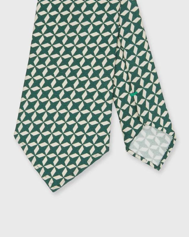 Silk Print Tie in Lake Green/Bone Mosaic sold by Mashburn