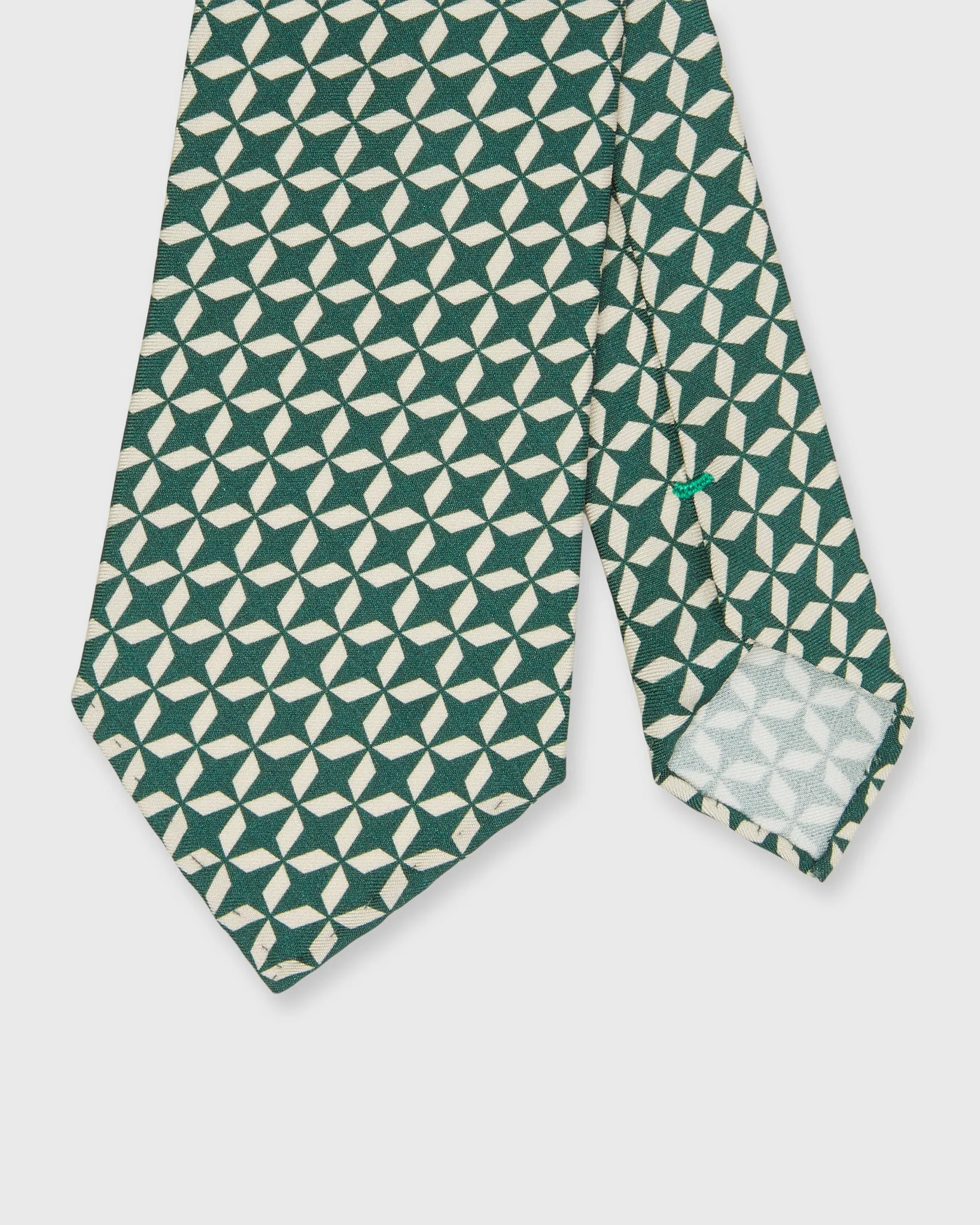 Silk Print Tie in Lake Green/Bone Mosaic sold by Mashburn