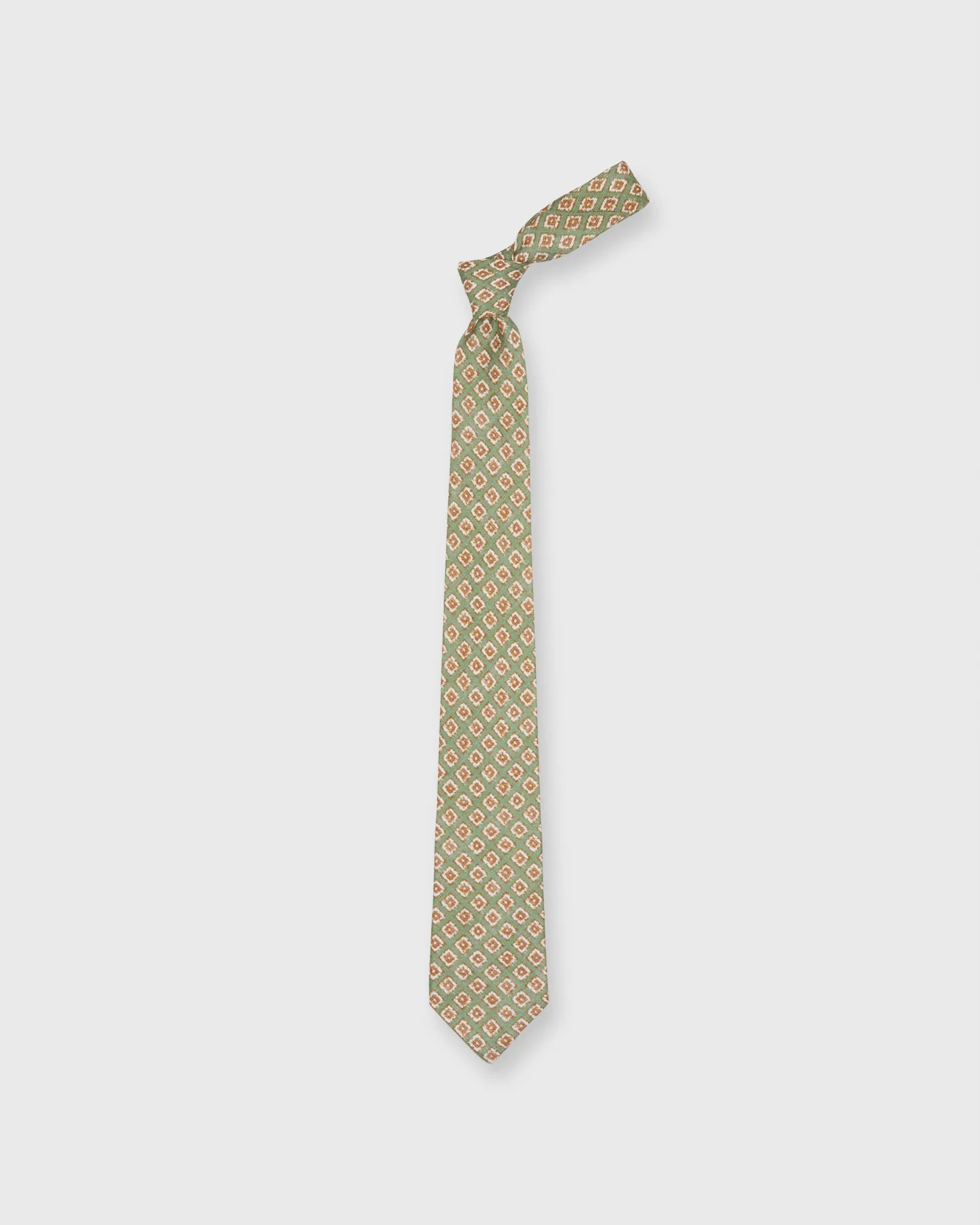 Linen Print Tie in Sage/Havanna Foulard sold by Mashburn product image thumbnail 3