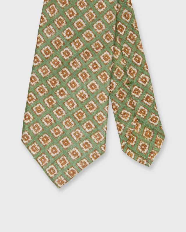 Linen Print Tie in Sage/Havanna Foulard sold by Mashburn
