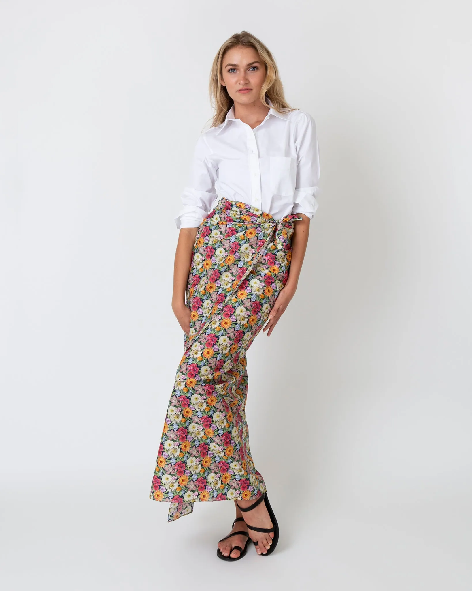 Ashley Pareo in Multi Melody Blooms Liberty Fabric sold by Mashburn