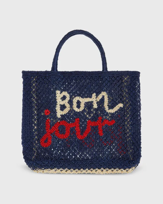 Small Bon Jour Tote in Indigo sold by Mashburn