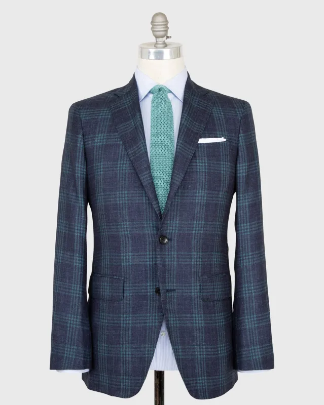 Virgil No. 2 Jacket in Navy/Seaglass Plaid Hopsack sold by Mashburn