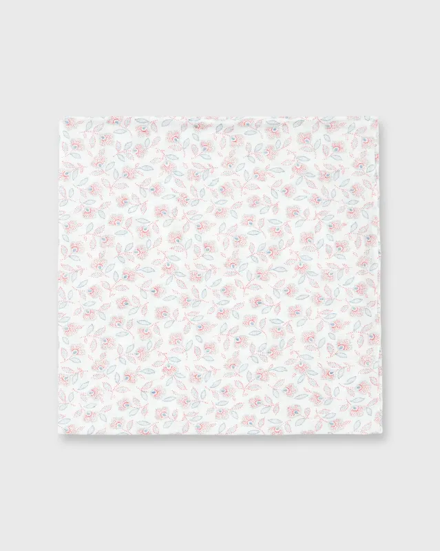 Cotton Print Pocket Square in Bone/Cranberry Floral Dot sold by Mashburn
