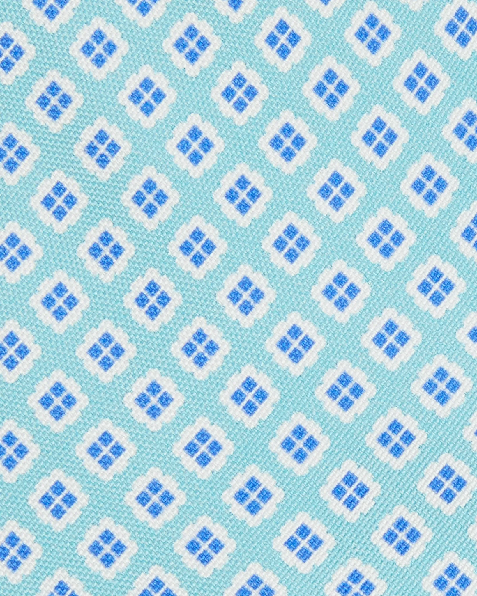 Silk Print Tie in Aqua/Blue Square Foulard sold by Mashburn product image thumbnail 2