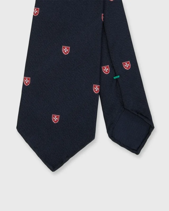 Silk Woven Club Tie in Navy/Red Shield sold by Mashburn