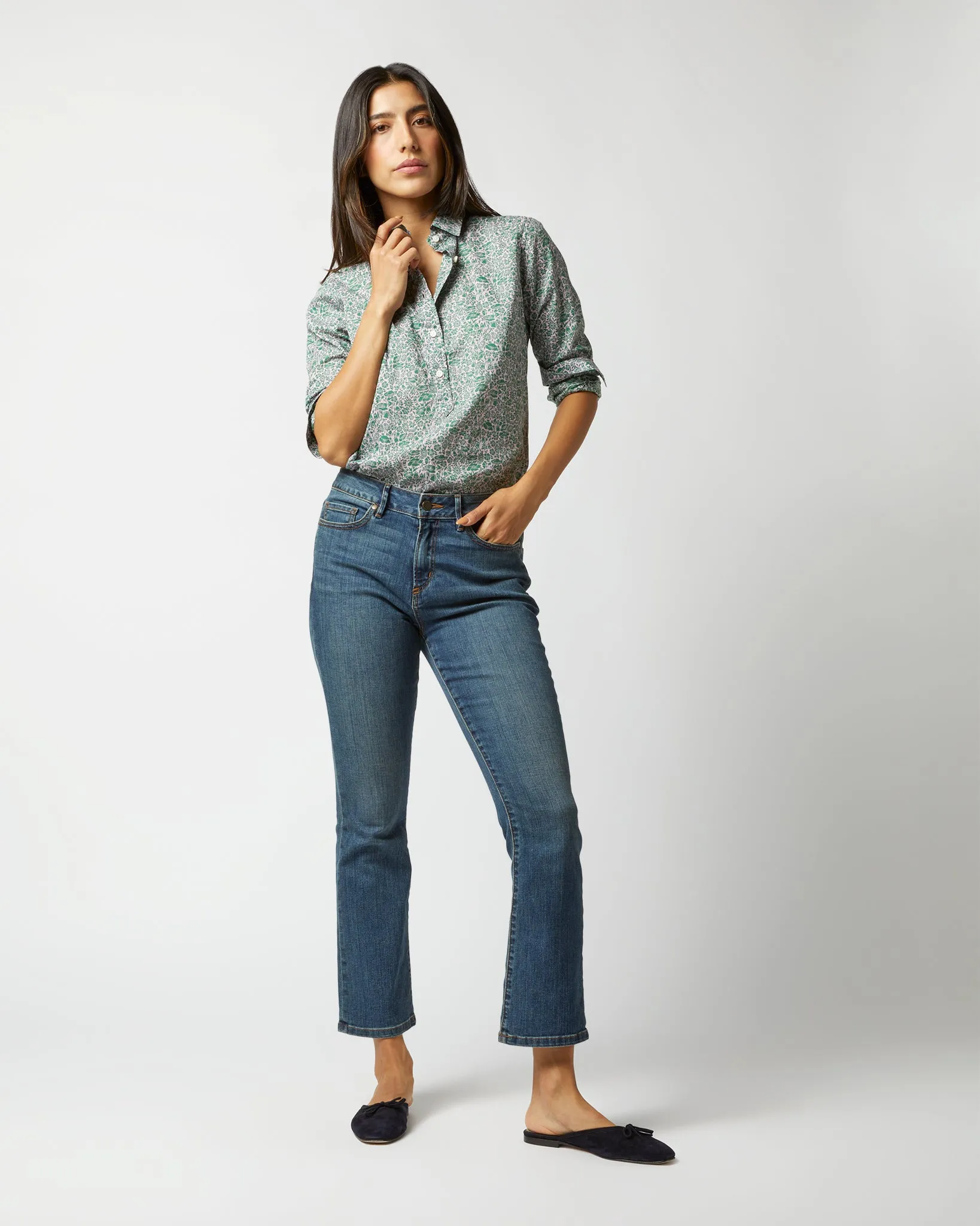 Tomboy Popover Shirt in Green/Rose Poppy Day Liberty Fabric sold by Mashburn product image thumbnail 5