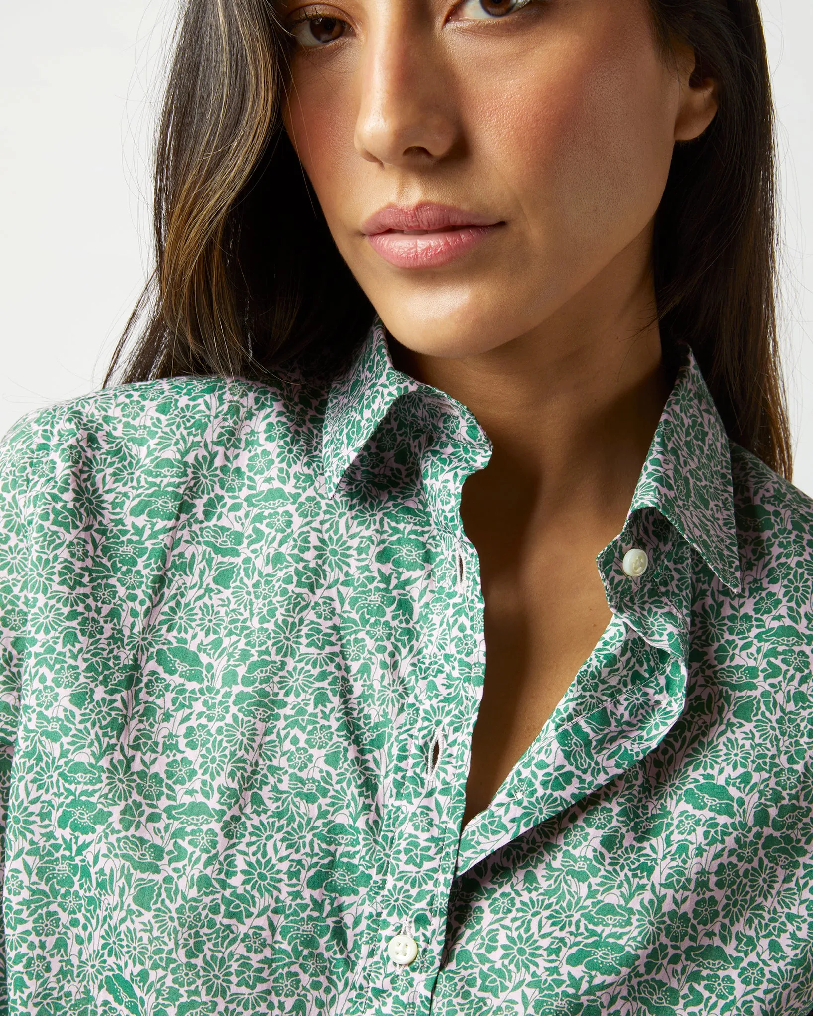 Tomboy Popover Shirt in Green/Rose Poppy Day Liberty Fabric sold by Mashburn product image thumbnail 2