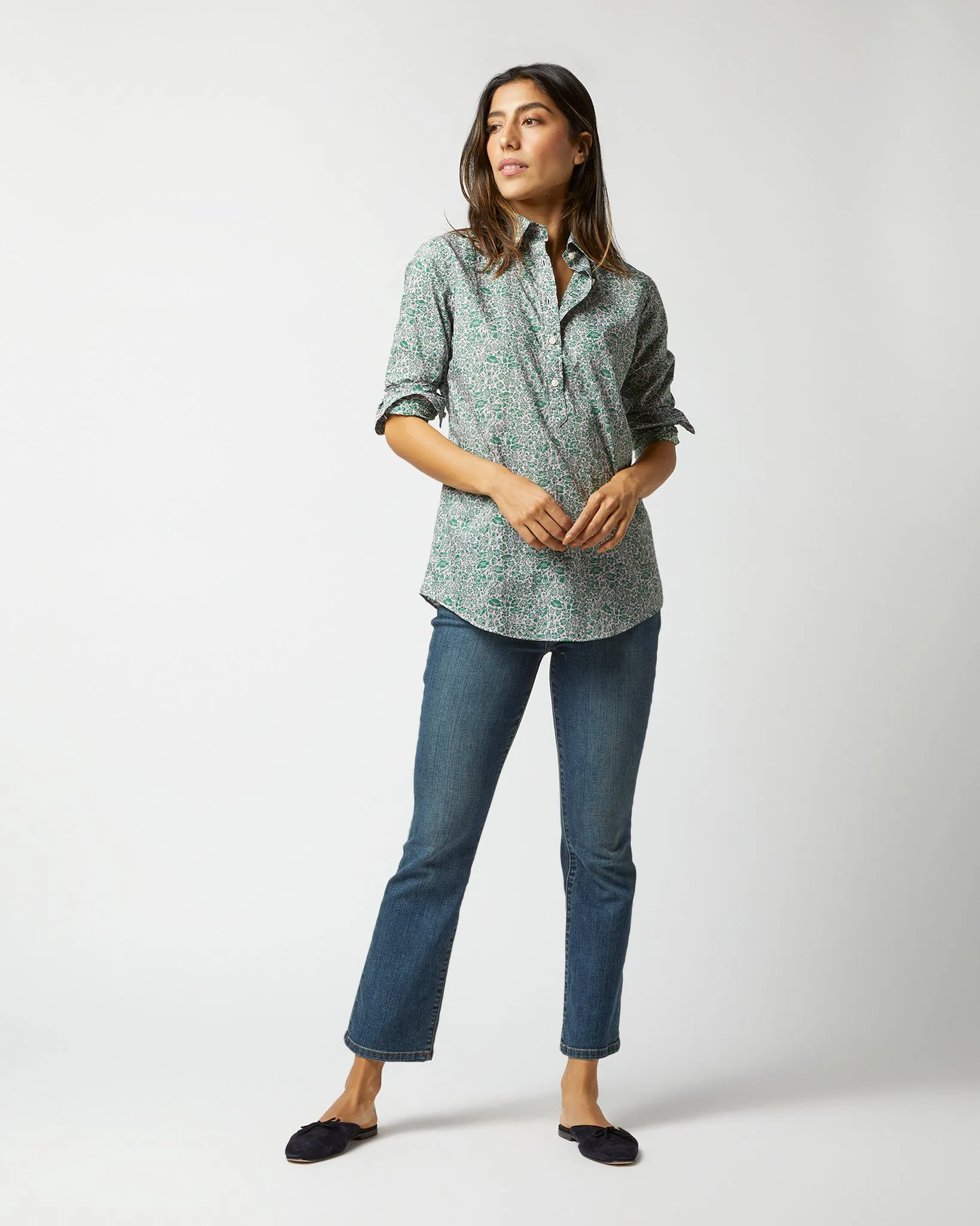 Tomboy Popover Shirt in Green/Rose Poppy Day Liberty Fabric sold by Mashburn product image thumbnail 3